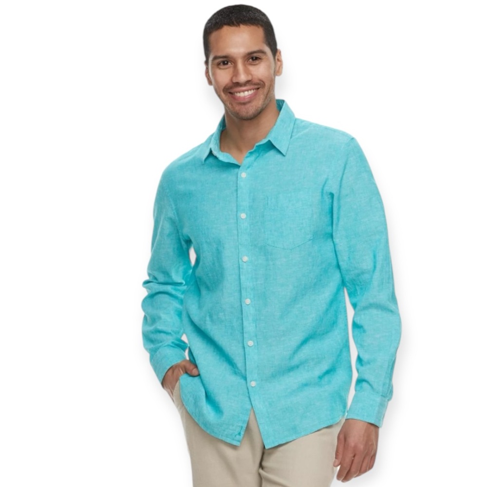 Marc Anthony Linen Blend Slim Fit Button Up Shirt